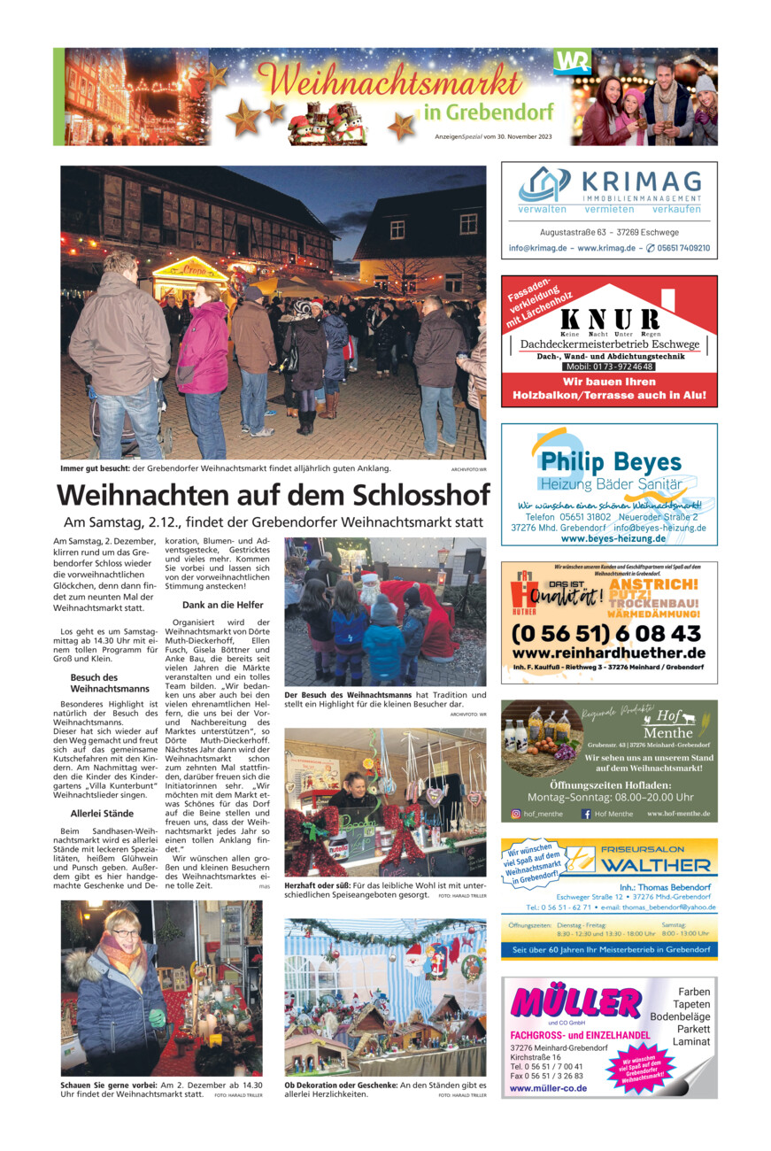 Weihnachtsmarkt in Grebendorf vom Donnerstag, 30.11.2023