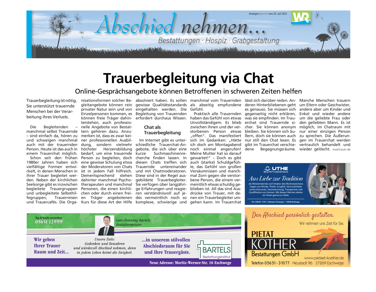 Abschied nehmen vom Freitag, 02.07.2021