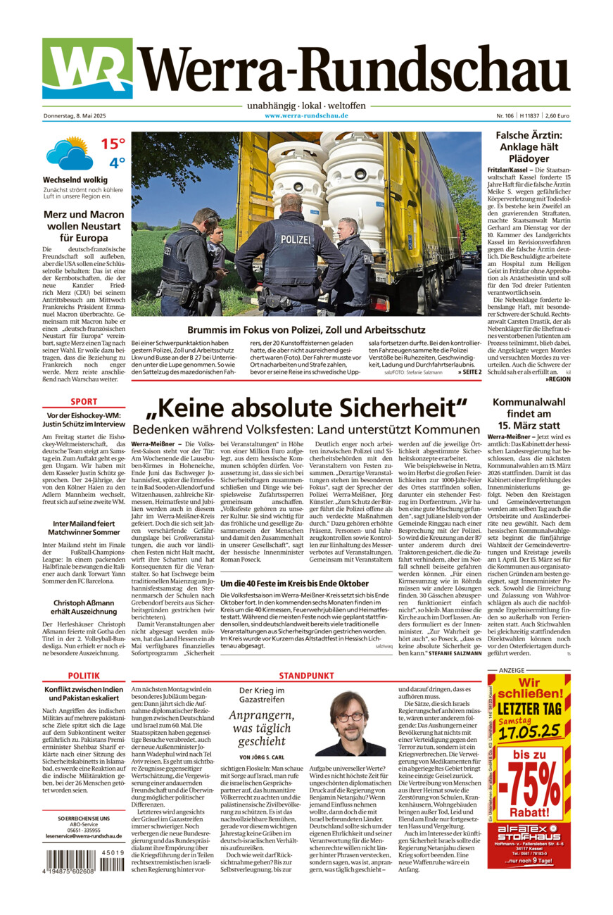 Werra Rundschau vom Donnerstag, 08.05.2025