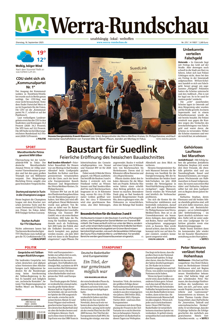 Werra Rundschau vom Dienstag, 16.09.2025