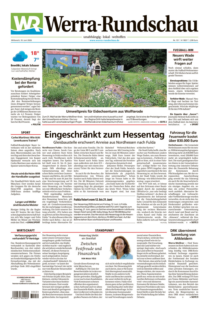 Werra Rundschau vom Mittwoch, 10.06.2026
