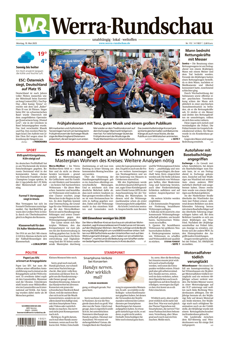Werra Rundschau vom Montag, 19.05.2025