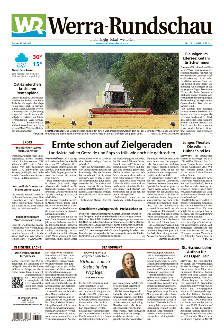 Werra Rundschau vom Freitag, 31.07.2026