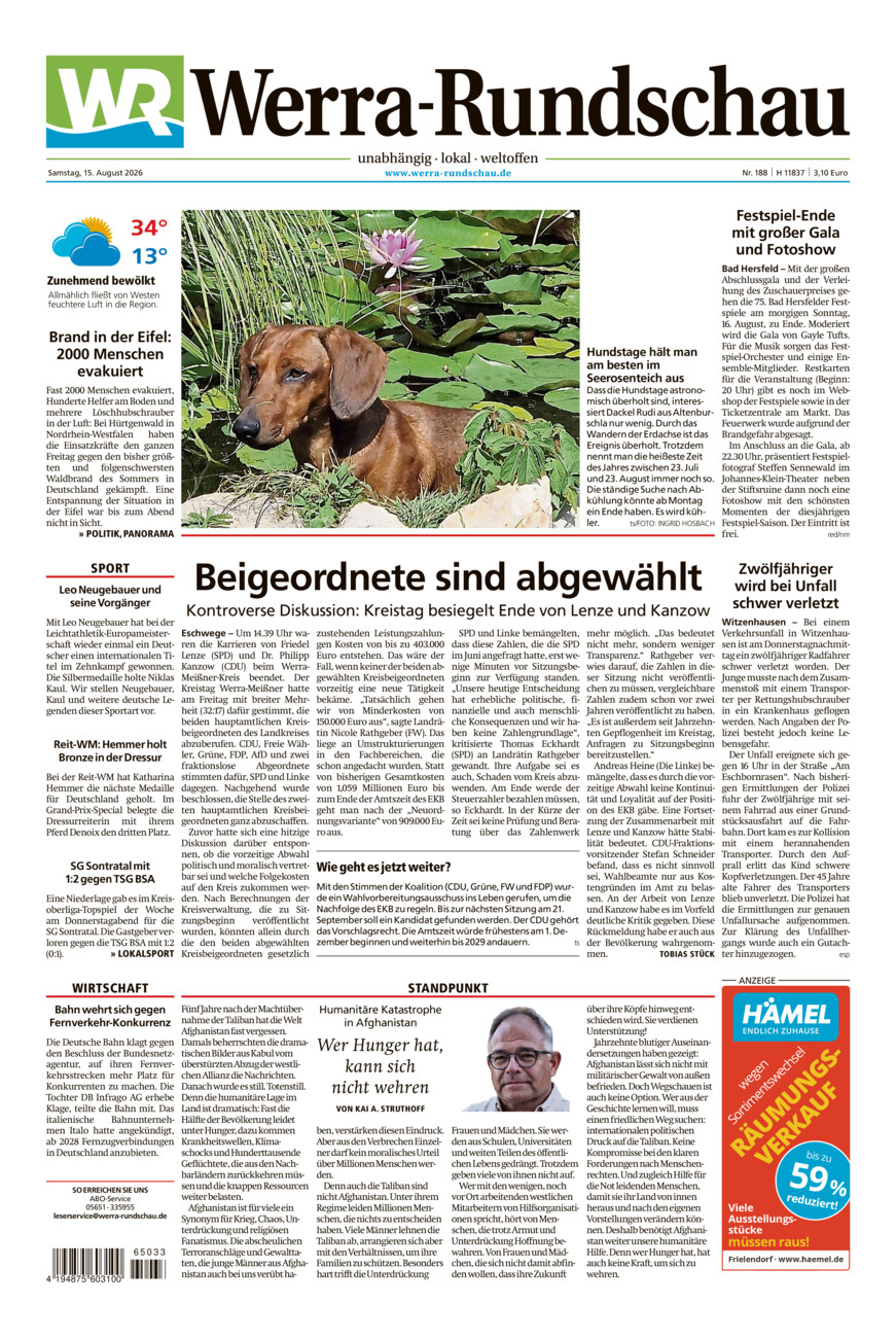 Werra Rundschau vom Samstag, 15.08.2026