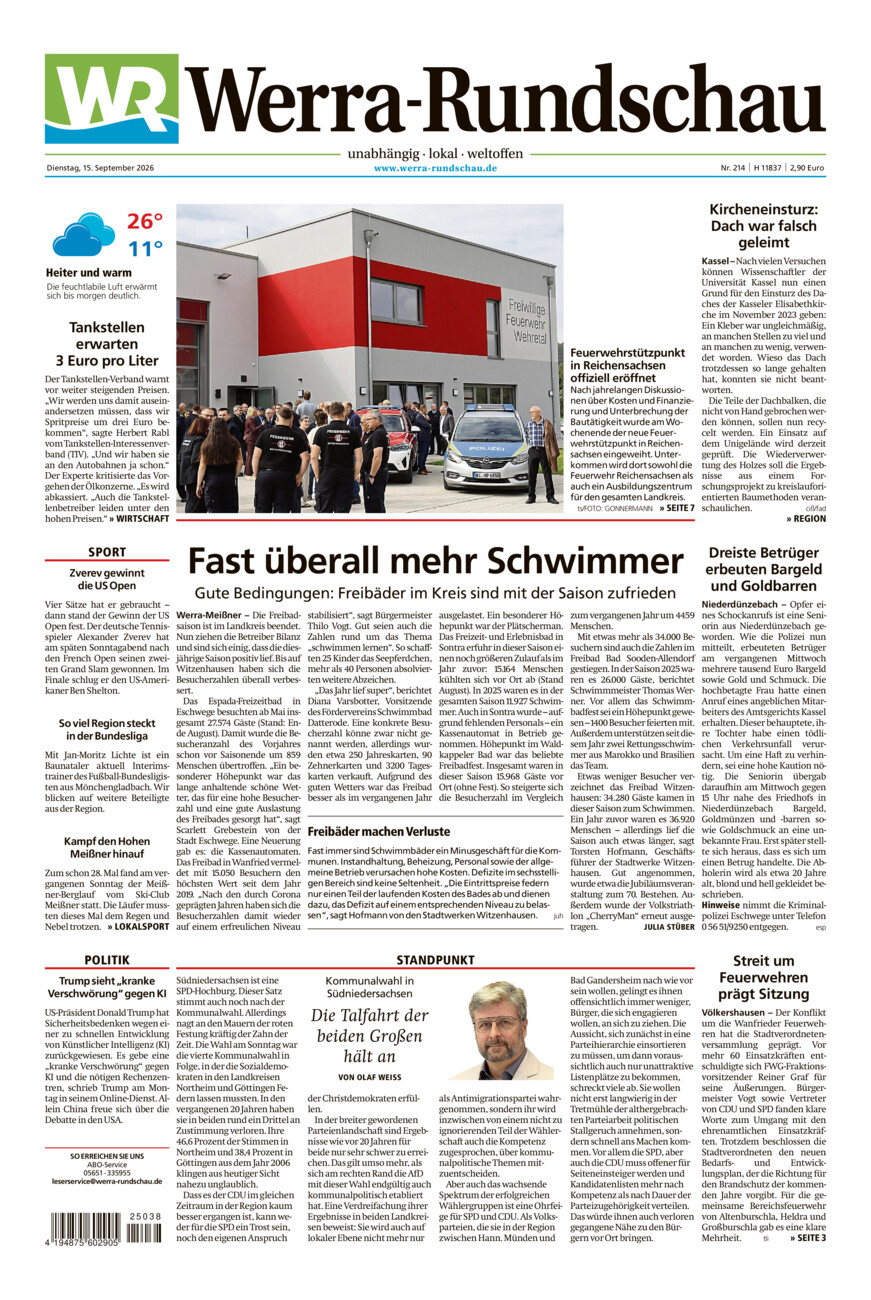 Werra Rundschau vom Dienstag, 15.09.2026