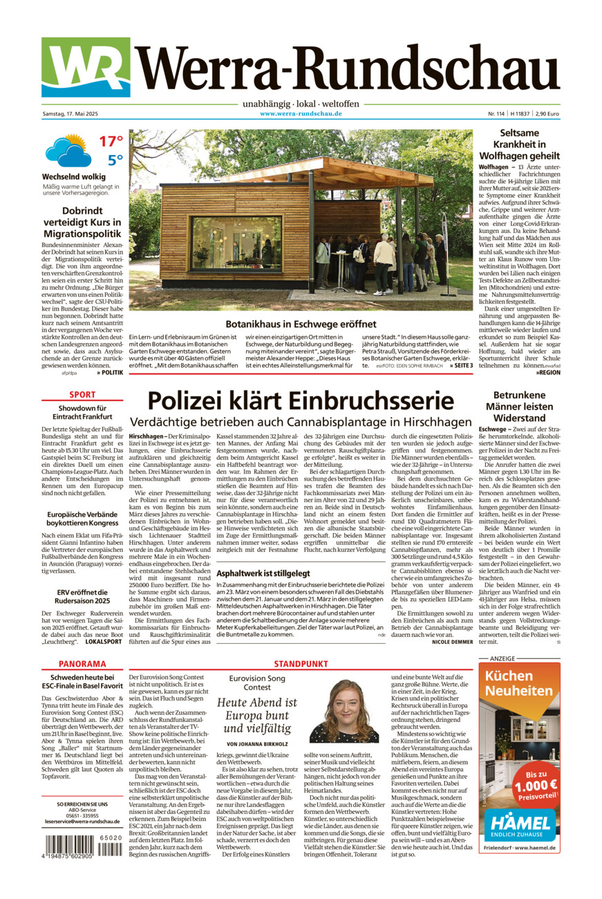 Werra Rundschau vom Samstag, 17.05.2025