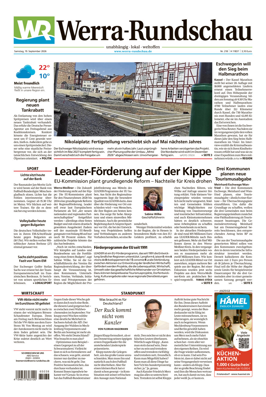Werra Rundschau vom Samstag, 19.09.2026