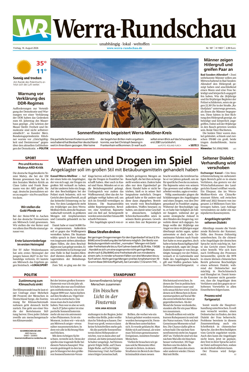 Werra Rundschau vom Freitag, 14.08.2026