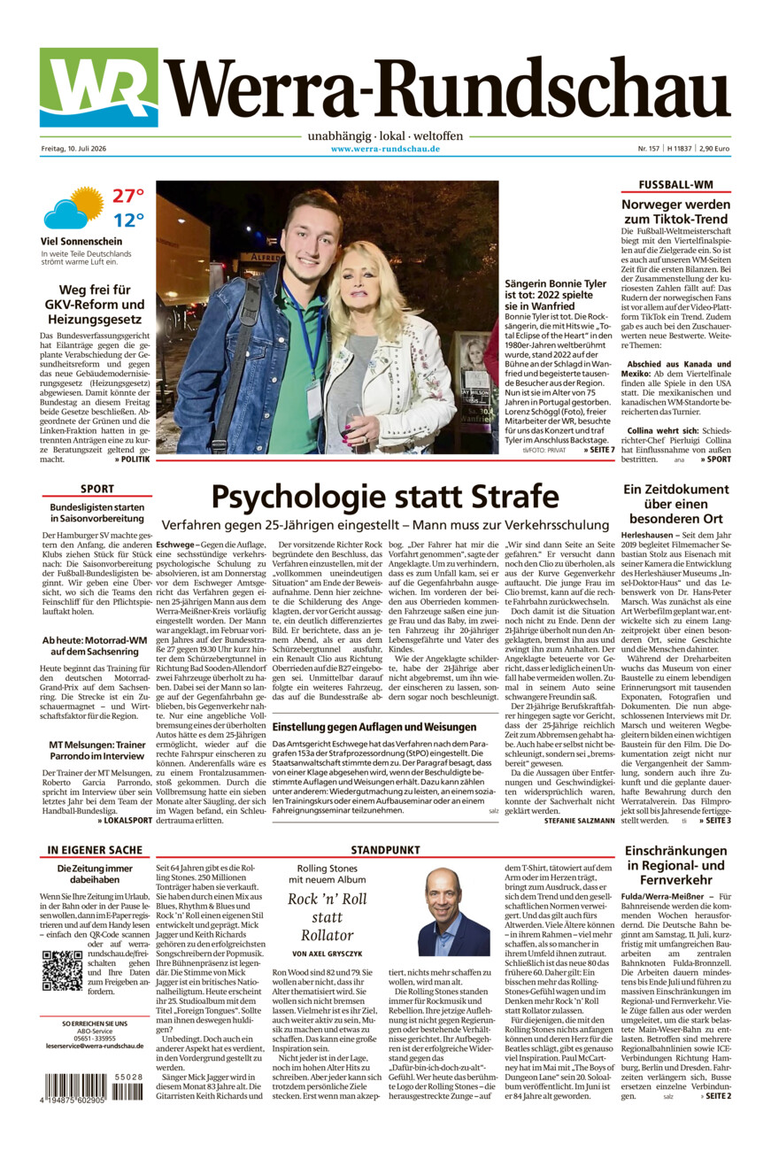 Werra Rundschau vom Freitag, 10.07.2026