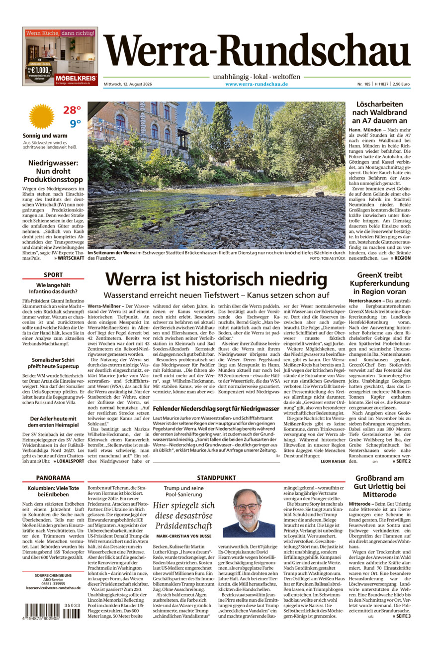 Werra Rundschau vom Mittwoch, 12.08.2026