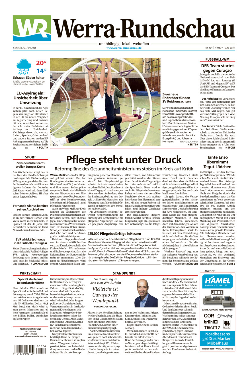Werra Rundschau vom Samstag, 13.06.2026