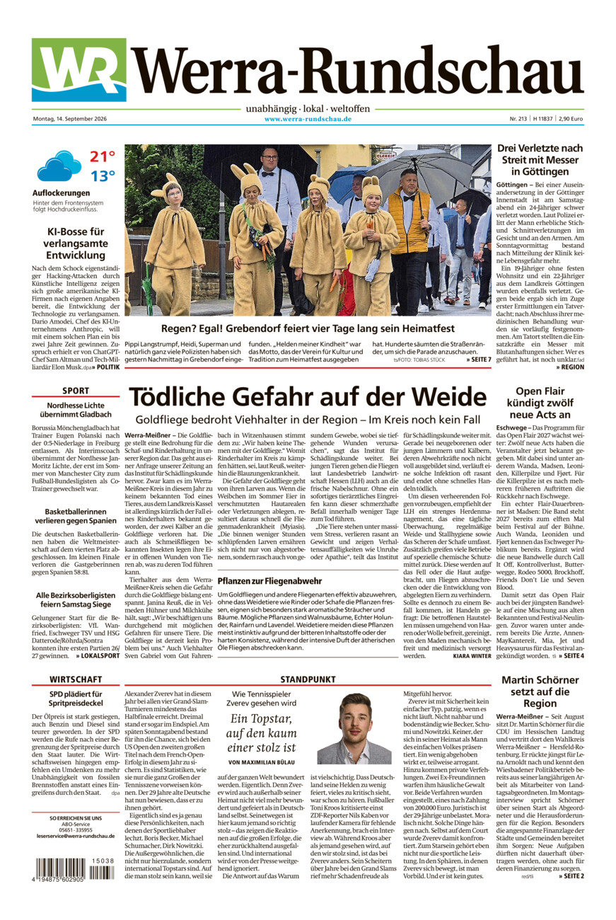 Werra Rundschau vom Montag, 14.09.2026
