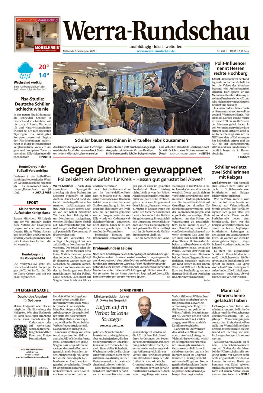 Werra Rundschau vom Mittwoch, 09.09.2026