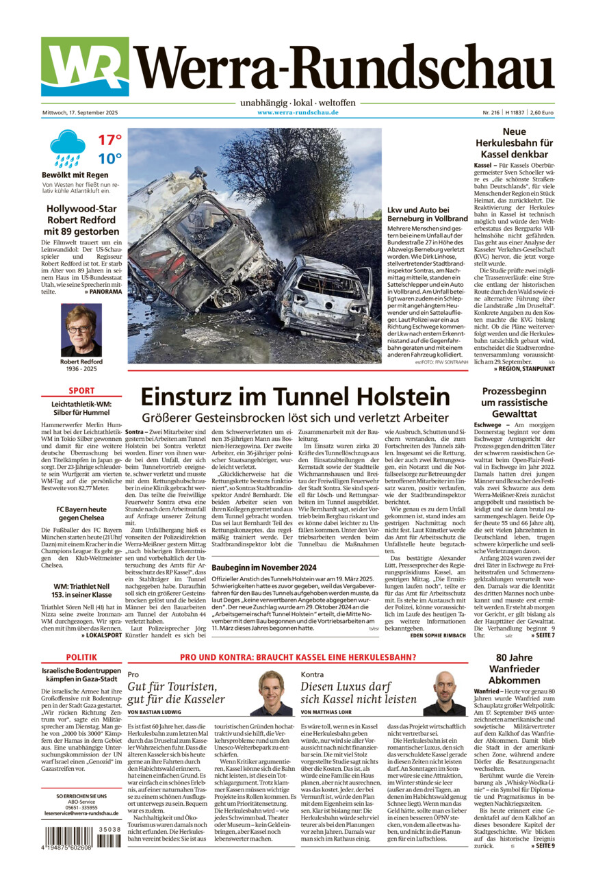 Werra Rundschau vom Mittwoch, 17.09.2025