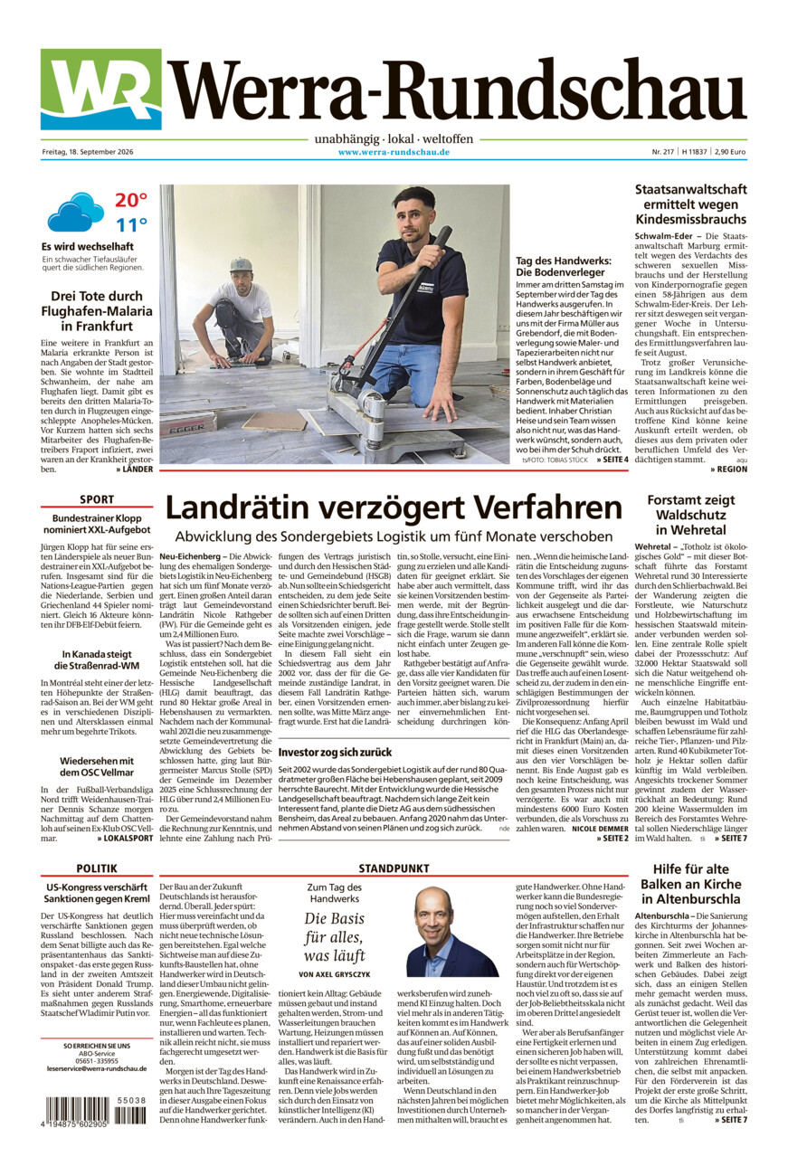 Werra Rundschau vom Freitag, 18.09.2026