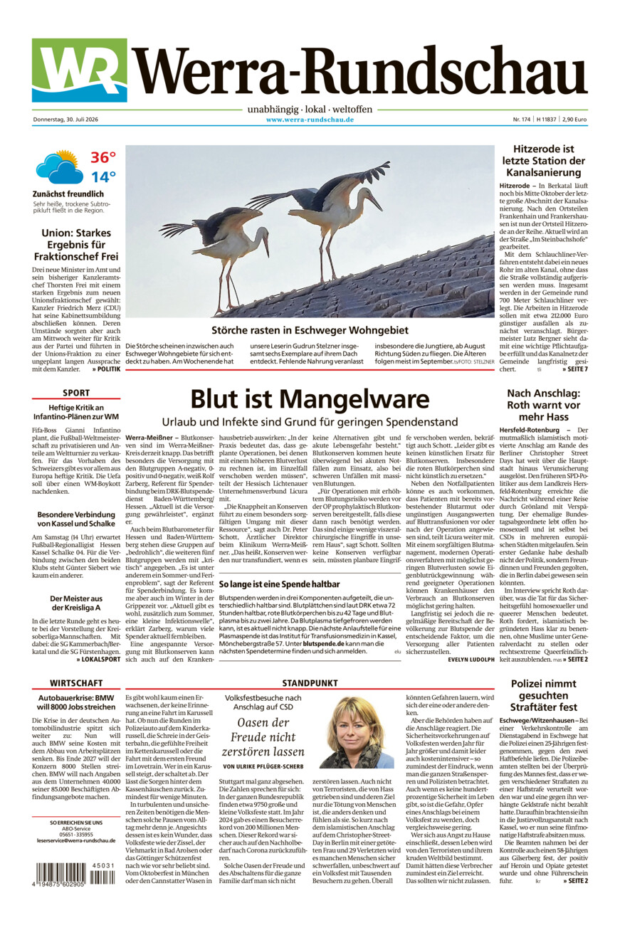Werra Rundschau vom Donnerstag, 30.07.2026
