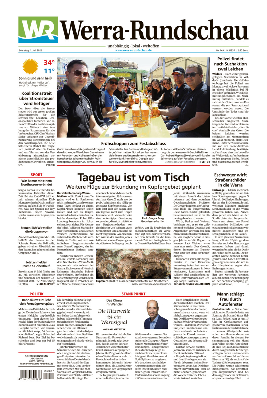 Werra Rundschau vom Dienstag, 01.07.2025