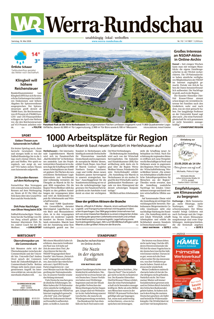 Werra Rundschau vom Samstag, 16.05.2026