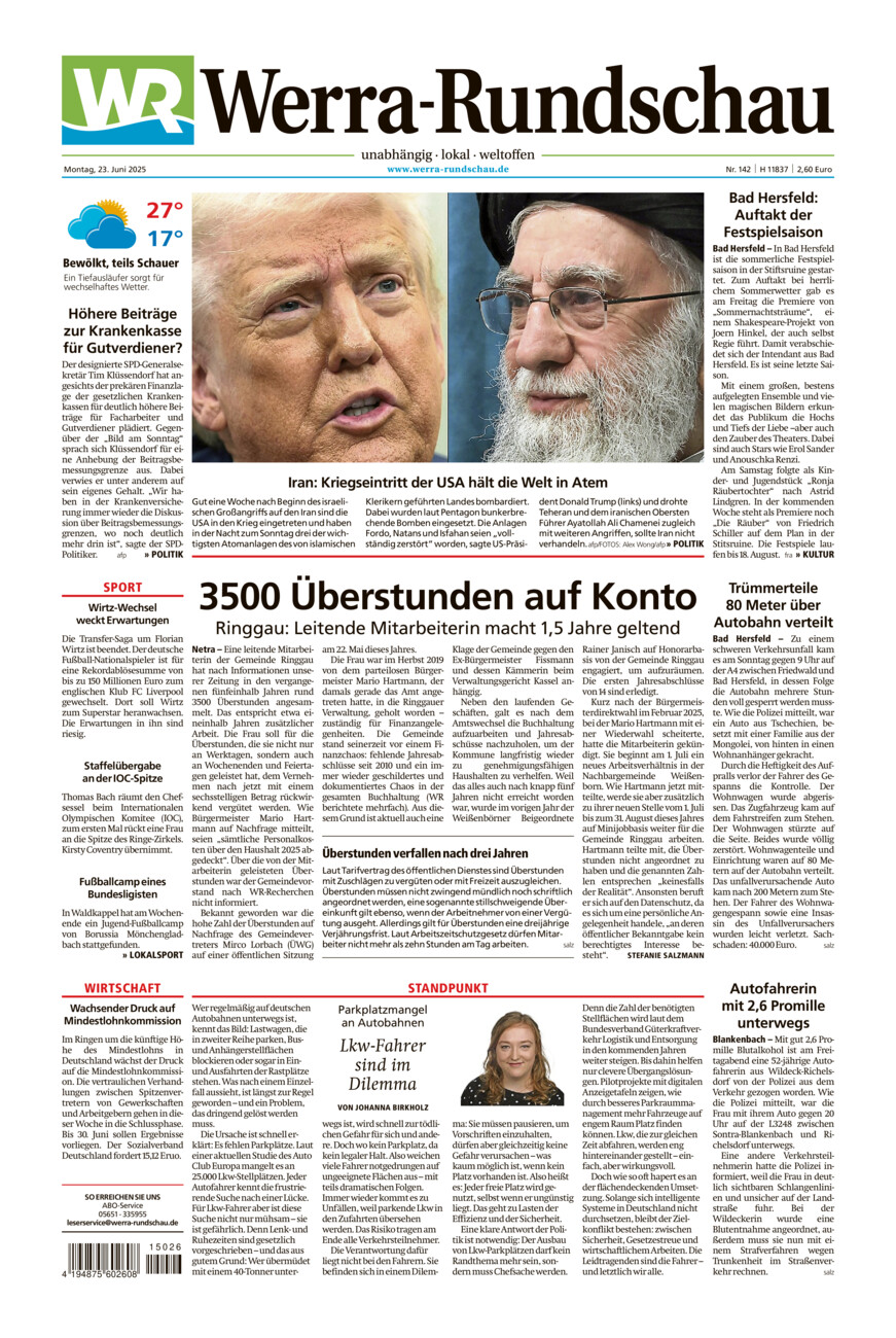 Werra Rundschau vom Montag, 23.06.2025