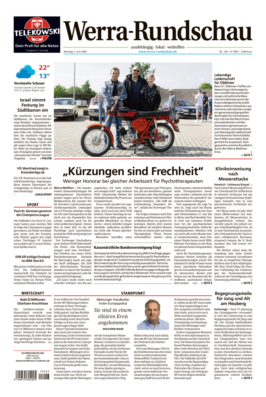 Werra Rundschau vom Montag, 01.06.2026