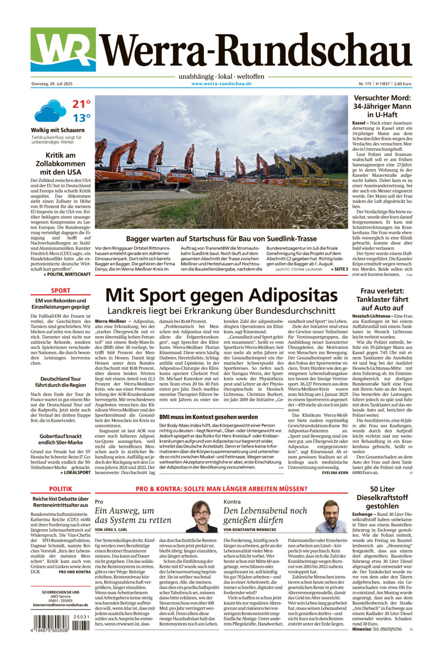 Werra Rundschau vom Dienstag, 29.07.2025